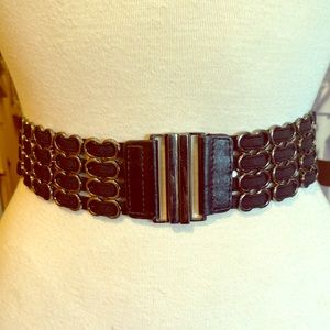 Black stretch metal hook front belt